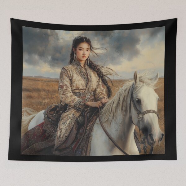 Item preview, Mongolian Warrior Princess on Horseback designed and sold by ArtVibeCo.