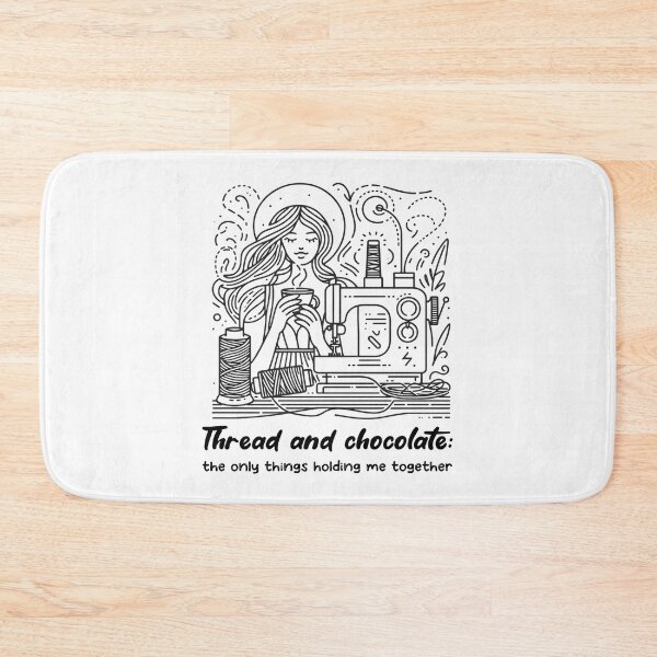 Item preview, sewing and hot chocolate, linear design designed and sold by EwaVerse.