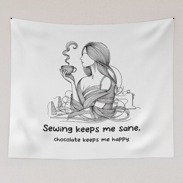 Item preview, Sewing Keeps Me Sane, Chocolate Happy designed and sold by EwaVerse.