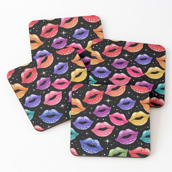 Item preview, valentines art pattern Colorful shine Gloss Kisses Design ,valentine Kisses,Kiss pattern,Valentines Day Pattern,valentines wallpaper designed and sold by Expressions-Sel.