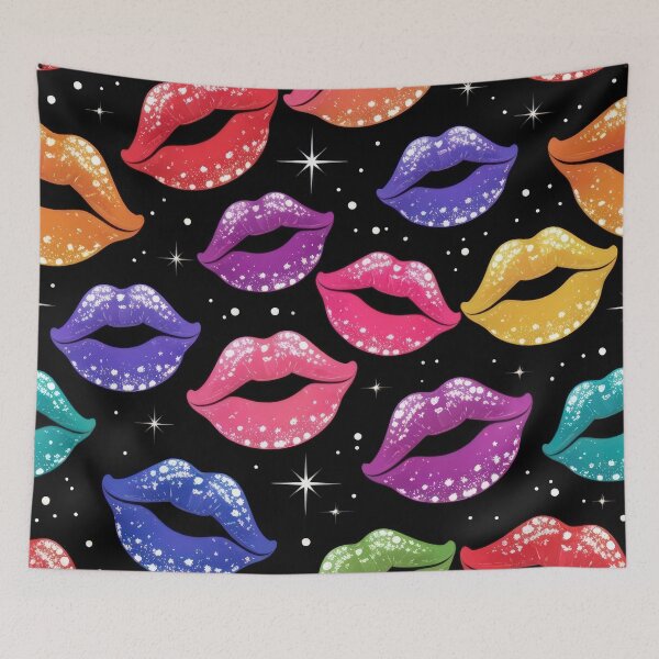 Item preview, valentines art pattern Colorful shine Gloss Kisses Design ,valentine Kisses,Kiss pattern,Valentines Day Pattern,valentines wallpaper designed and sold by Expressions-Sel.