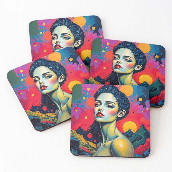 Item preview, Neon dreamscape – vibrant surreal portrait art designed and sold by ArtMorphStudio.