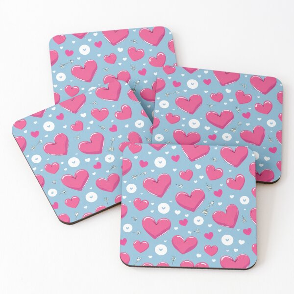 Item preview, valentines art pattern Pink hearts on a light blue Design ,valentine Hearts,Hearts pattern,Valentines Day Pattern,valentines wallpaper designed and sold by Expressions-Sel.