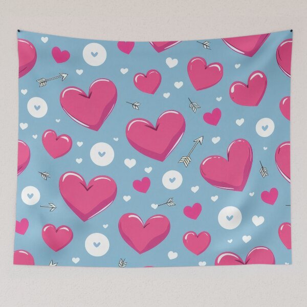 Item preview, valentines art pattern Pink hearts on a light blue Design ,valentine Hearts,Hearts pattern,Valentines Day Pattern,valentines wallpaper designed and sold by Expressions-Sel.