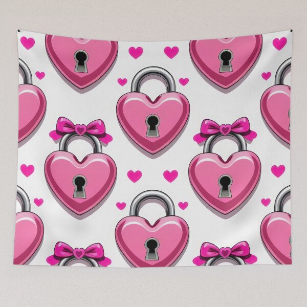 Item preview, valentines art pattern Pink Hearts Locks Design ,valentine Hearts,Hearts pattern,Valentines Day Pattern,valentines wallpaper designed and sold by Expressions-Sel.