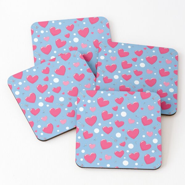 Item preview, valentines art pattern Pink hearts on a light blue Design ,valentine Hearts,Hearts pattern,Valentines Day Pattern,valentines wallpaper designed and sold by Expressions-Sel.