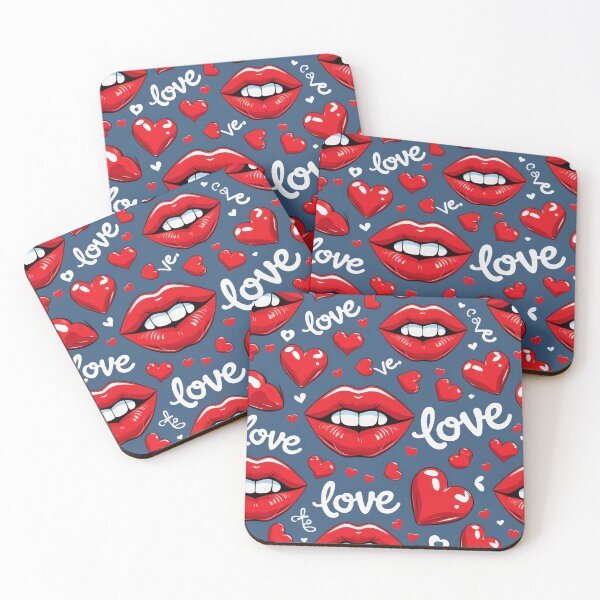 Item preview, valentines art pattern red lips love dark blue Design ,valentine lips,lips pattern,Valentines Day Pattern,valentines wallpaper designed and sold by Expressions-Sel.