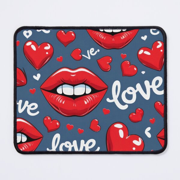 Item preview, valentines art pattern red lips love dark blue Design ,valentine lips,lips pattern,Valentines Day Pattern,valentines wallpaper designed and sold by Expressions-Sel.