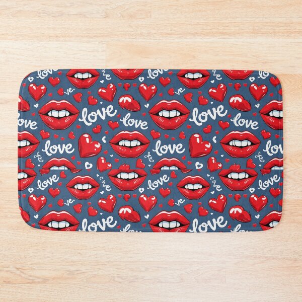 Item preview, valentines art pattern red lips love dark blue Design ,valentine lips,lips pattern,Valentines Day Pattern,valentines wallpaper designed and sold by Expressions-Sel.