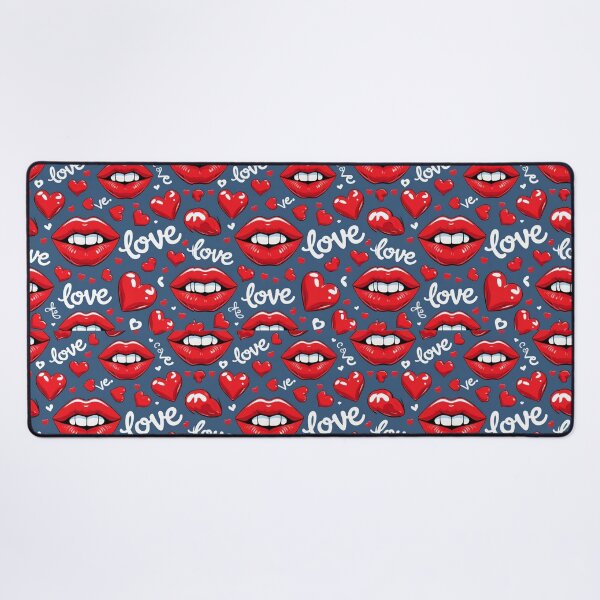 Item preview, valentines art pattern red lips love dark blue Design ,valentine lips,lips pattern,Valentines Day Pattern,valentines wallpaper designed and sold by Expressions-Sel.