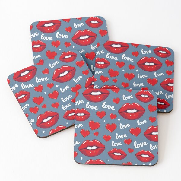 Item preview, valentines art pattern red lips love dark blue Design ,valentine lips,lips pattern,Valentines Day Pattern,valentines wallpaper designed and sold by Expressions-Sel.