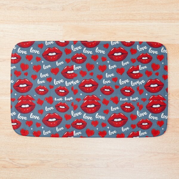 Item preview, valentines art pattern red lips love dark blue Design ,valentine lips,lips pattern,Valentines Day Pattern,valentines wallpaper designed and sold by Expressions-Sel.