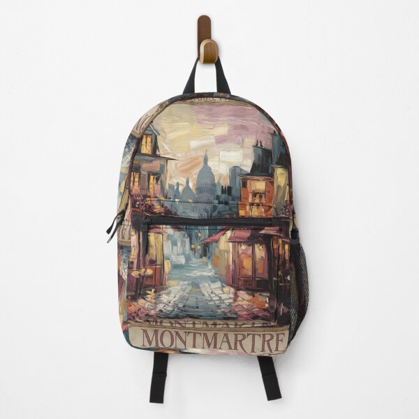 Aperçu de l'œuvre Art de voyage à Montmartre – Café parisien et Sacré-Cœur. Peinture impressionniste. créée et vendue par CARRAANN.