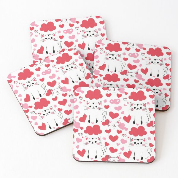 Item preview, valentines art pattern pink Cats with hearts Design ,valentine Cats,Cats pattern,Valentines Day Pattern,valentines wallpaper designed and sold by Expressions-Sel.