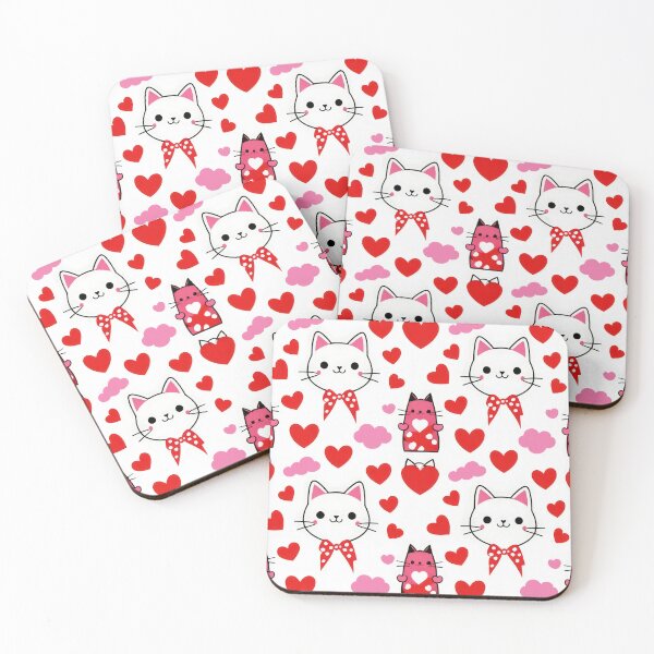 Item preview, valentines art pattern pink Cats with hearts Design ,valentine Cats,Cats pattern,Valentines Day Pattern,valentines wallpaper designed and sold by Expressions-Sel.
