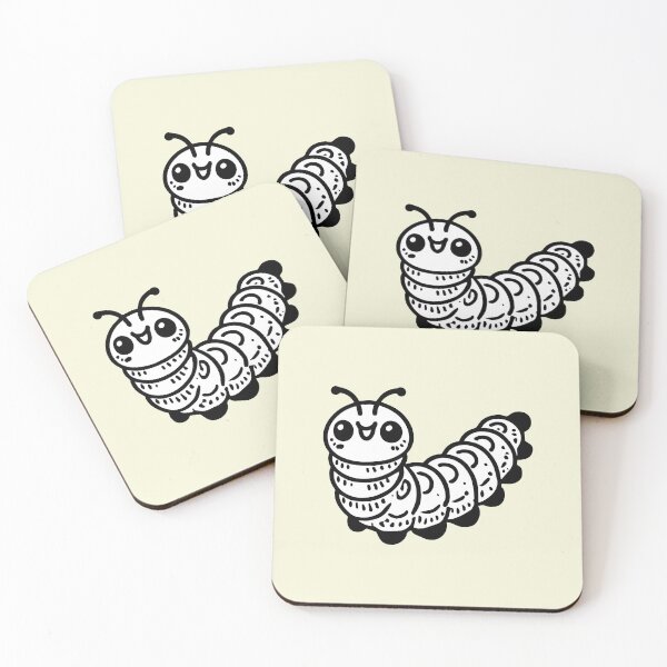 Item preview, Adorable Hand-Drawn Silkworm Illustration - Cute Minimalist Animal Art for Kids and Gift Ideas designed and sold by happyartworks.