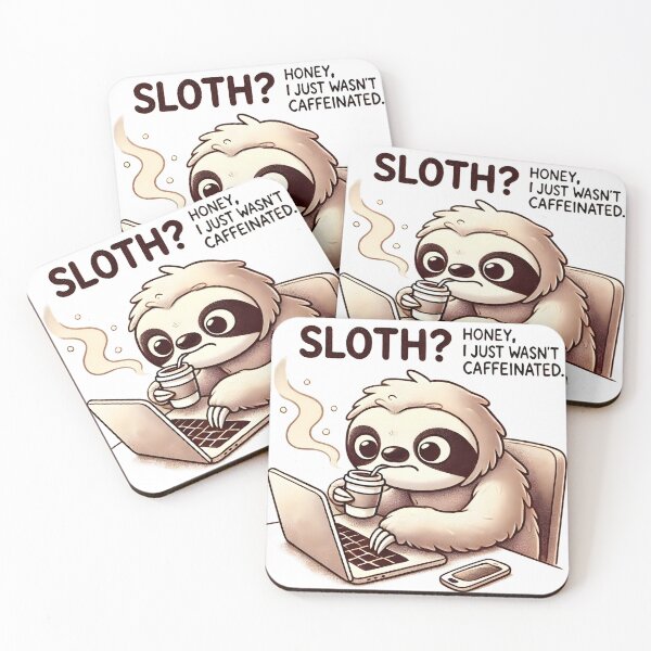 Item preview, Funny Coffee Sloth Cartoon – Focused Laptop Sloth with Caffeine Quote designed and sold by Donsean22.