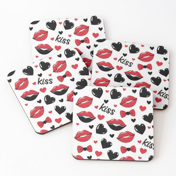 Item preview, valentines art pattern red and black kisses Design ,valentine kisses,kisses pattern,Valentines Day Pattern,valentines wallpaper designed and sold by Expressions-Sel.