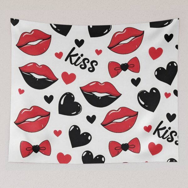 Item preview, valentines art pattern red and black kisses Design ,valentine kisses,kisses pattern,Valentines Day Pattern,valentines wallpaper designed and sold by Expressions-Sel.