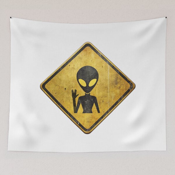Item preview, Alien Crossing – Vintage Sci-Fi Road Sign designed and sold by MandarinaStudio.