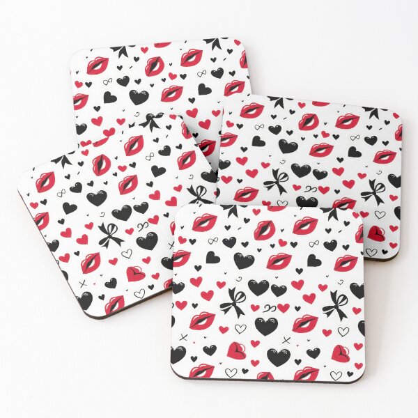 Item preview, valentines art pattern red and black kisses Design ,valentine kisses,kisses pattern,Valentines Day Pattern,valentines wallpaper designed and sold by Expressions-Sel.