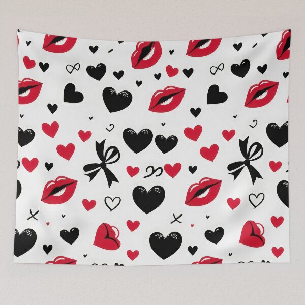 Item preview, valentines art pattern red and black kisses Design ,valentine kisses,kisses pattern,Valentines Day Pattern,valentines wallpaper designed and sold by Expressions-Sel.