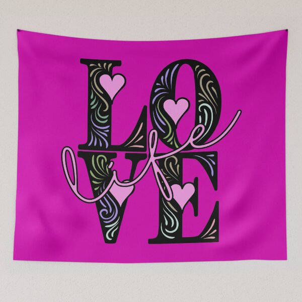 Item preview, Love Life Decorative Typography Fuchsia designed and sold by MerryMakewell.