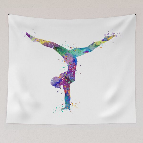 Item preview, Girl Gymnastics Handstand Watercolor Silhouette designed and sold by LotusGifts.