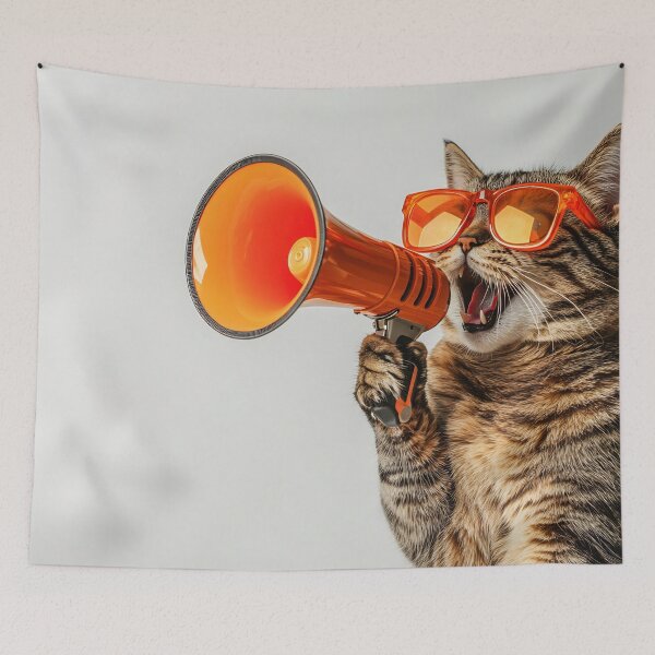 Item preview, Cat in sunglasses using a megaphone designed and sold by anytka.