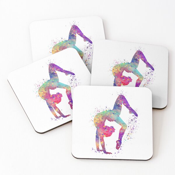 Item preview, Gymnastics Girl Tumbling Colorful Watercolor Art Gift designed and sold by LotusGifts.
