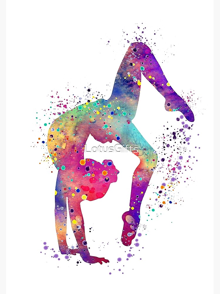 Thumbnail 3 of 3, Art Print, Gymnastics Girl Tumbling Colorful Watercolor Art Gift designed and sold by LotusGifts.