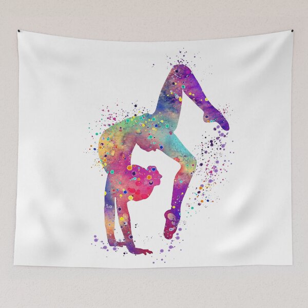 Item preview, Gymnastics Girl Tumbling Colorful Watercolor Art Gift designed and sold by LotusGifts.