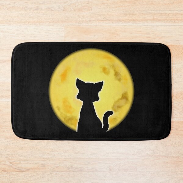 Item preview, Cat sitting in front of a full moon designed and sold by LESSILU.
