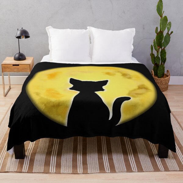 Item preview, Cat sitting in front of a full moon designed and sold by LESSILU.