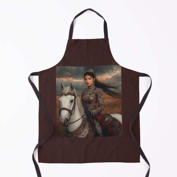 Item preview, Majestic Mongolian Warrior Princess on White Horse designed and sold by ArtVibeCo.