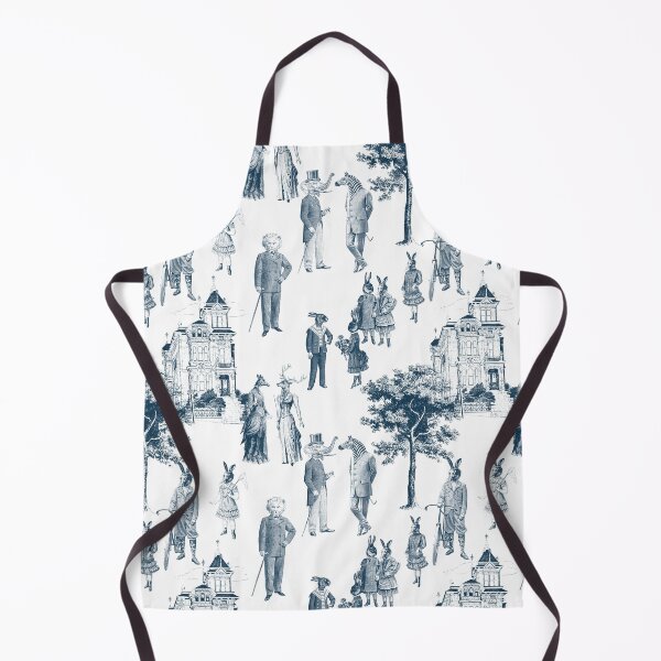Item preview, antique victorian animal toile anthropomorphic blue designed and sold by Gossip Rag.