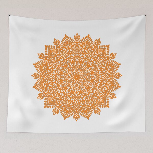 Item preview, Orange Henna Indian Style Traditional Mandala Design designed and sold by cosmiccircles01.