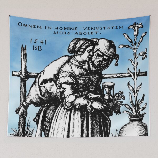 Item preview, Jester Death and the Maiden Renaissance Engraving Hans Sebald Beham designed and sold by Pixelchicken.