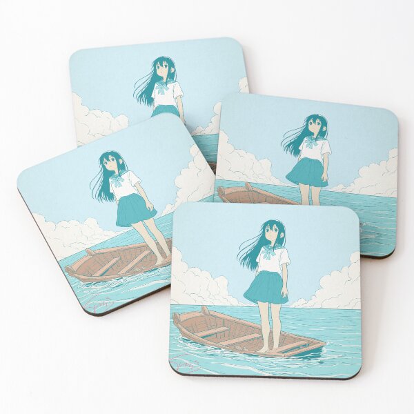 Item preview, Anime Schoolgirl on a Boat in the Ocean – Dreamy Vintage Anime Art designed and sold by AirForceTuan.