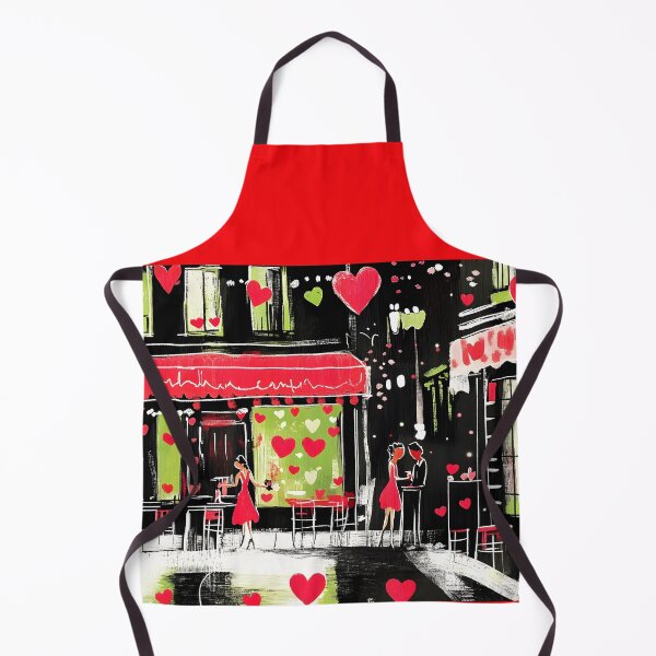 Item preview, City Valentine's Day Romance - A Couples Cozy Moment Amidst Red Hearts and a Lively Street Scene Generative AI Art designed and sold by OlfactoART Studio.