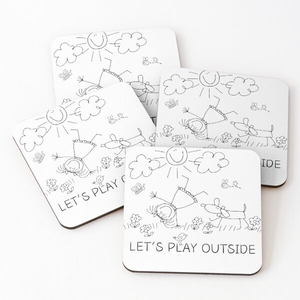 Item preview, Let's Play Outside Doodle Art Cartwheel Girl & Dog designed and sold by BeansHotTees.
