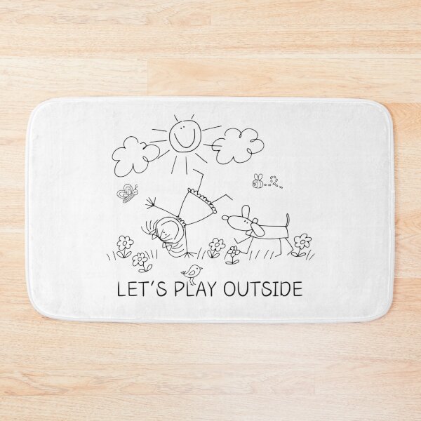 Item preview, Let's Play Outside Doodle Art Cartwheel Girl & Dog designed and sold by BeansHotTees.
