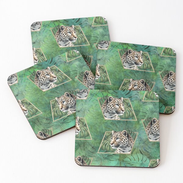 Item preview, Jungle Leopard with Tropical Leaves - Wildlife Art Design designed and sold by CritterManiaUK.