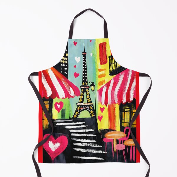 Item preview, Paris Valentine Joy - Eiffel Tower, Colorful Hearts and Cafe Awnings in a Vibrant Street Scene designed and sold by OlfactoART Studio.