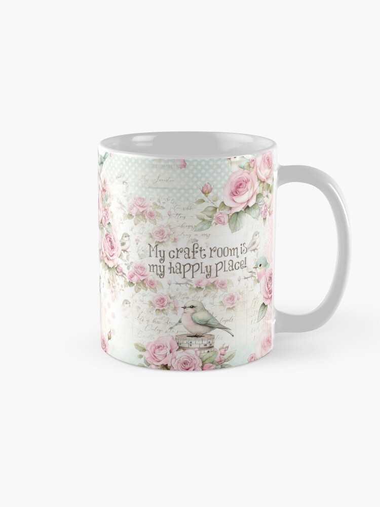 Thumbnail 5 of 6, Coffee Mug, Whimsy & Roses - Aqua Craft Room designed and sold by ShabbyArtCo.