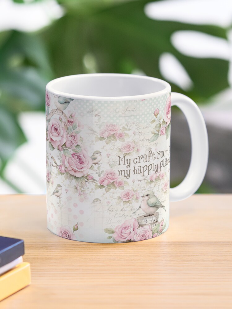 Thumbnail 1 of 6, Coffee Mug, Whimsy & Roses - Aqua Craft Room designed and sold by ShabbyArtCo.