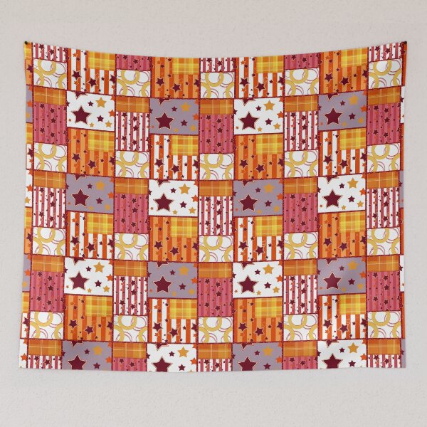 Item preview, Patchwork seamless bright retro checkered stars elements pattern background designed and sold by fuzzyfox.