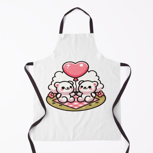 Item preview, Couple Bears - Adorable White Bears Holding a Heart Balloon on a Picnic Blanket designed and sold by KreaDesignOne.