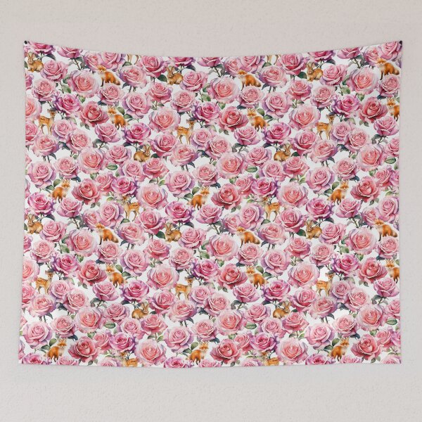 Item preview, Roses , flowers , glamour , glamorous ,pink ,animals ,deer ,fox ,valentines  , romance ,dreams , fantasy ,rabbit ,hares ,elegant ,blooms ,wallpaper ,bambi designed and sold by letsgow8th.