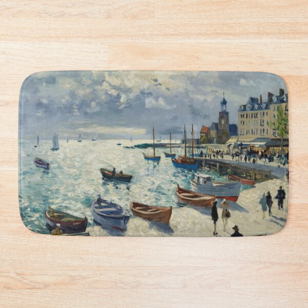 Item preview, Monet-Inspired French Harbor Scene | Impressionist Coastal Painting designed and sold by CARRAANN.